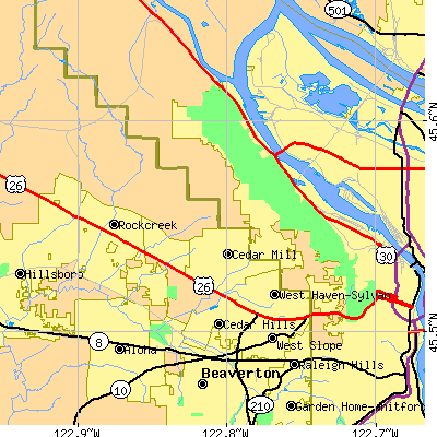 Zip code 97229 close-up map