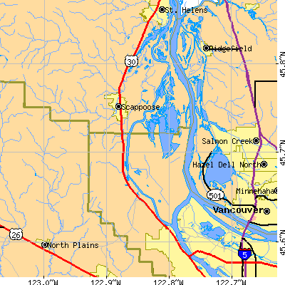 Zip code 97231 close-up map