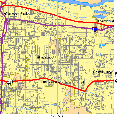 Zip code 97233 close-up map