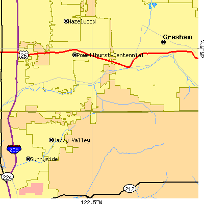 Zip code 97236 close-up map
