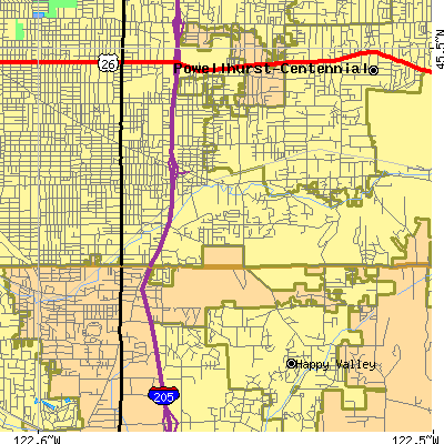 Zip code 97266 close-up map