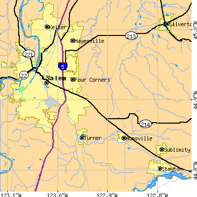 Zip code 97301 close-up map