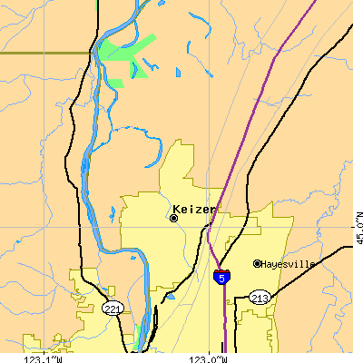Zip code 97303 close-up map