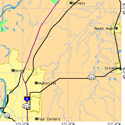 Zip code 97305 close-up map