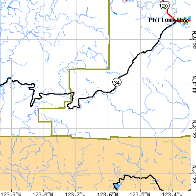 Zip code 97324 close-up map
