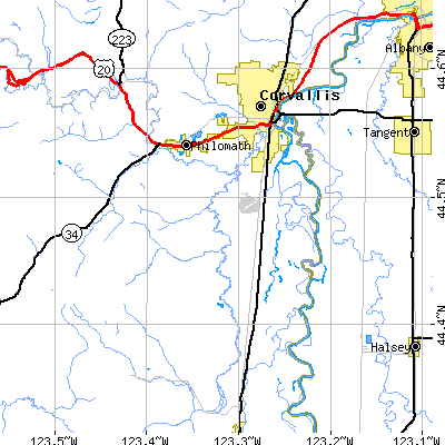 Zip code 97333 close-up map