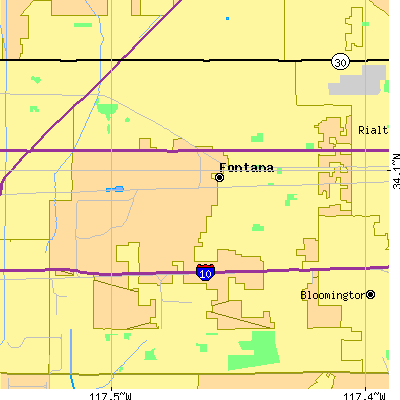 Zip code 92335 close-up map