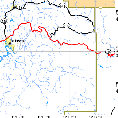 Zip code 97343 close-up map