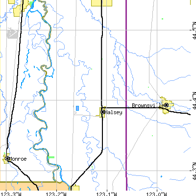 Zip code 97348 close-up map