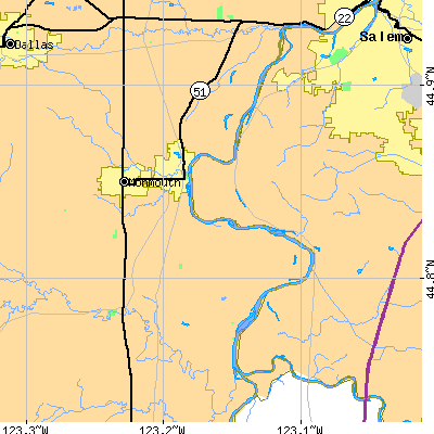 Zip code 97351 close-up map