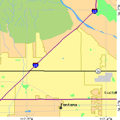 Zip code 92336 close-up map