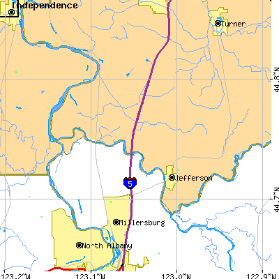 Zip code 97352 close-up map