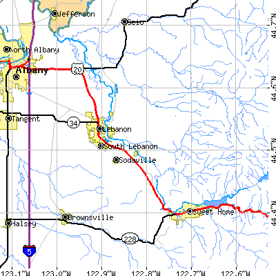 Zip code 97355 close-up map