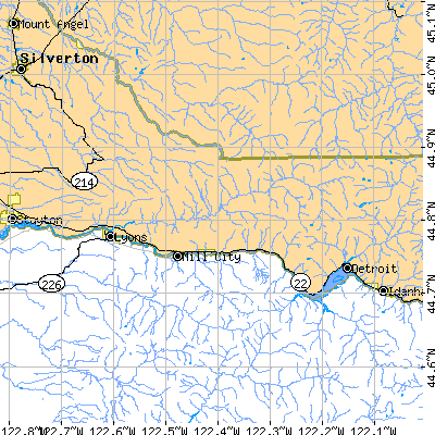 Zip code 97358 close-up map