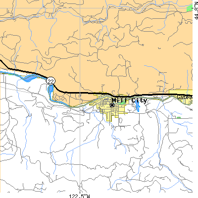Zip code 97360 close-up map