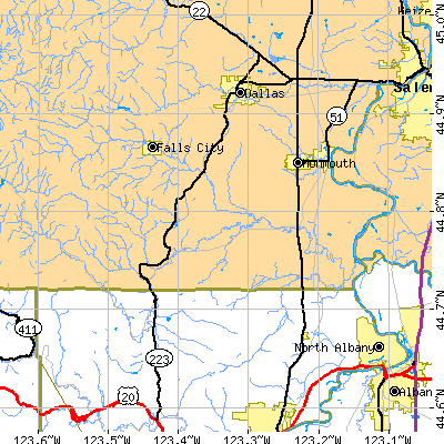 Zip code 97361 close-up map