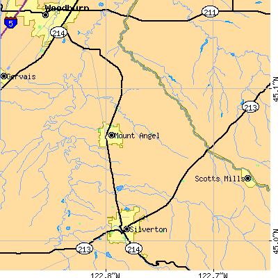 Zip code 97362 close-up map