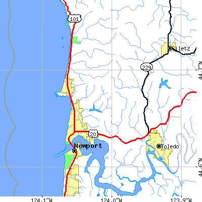 Zip code 97365 close-up map