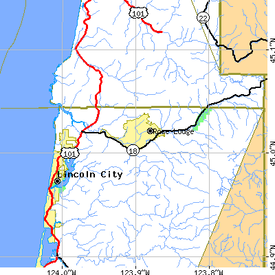 Zip code 97368 close-up map