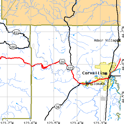 Zip code 97370 close-up map