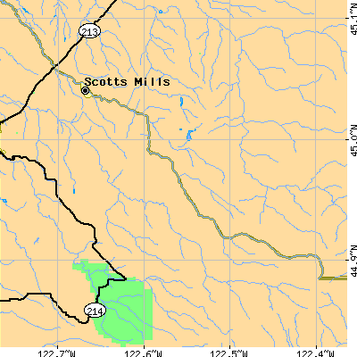 Zip code 97375 close-up map