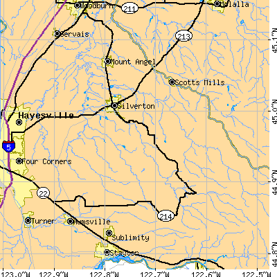 Zip code 97381 close-up map