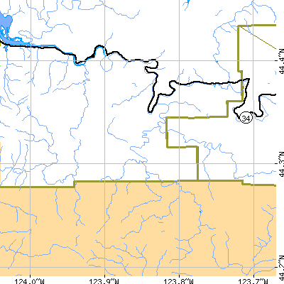 Zip code 97390 close-up map
