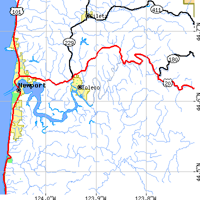 Zip code 97391 close-up map