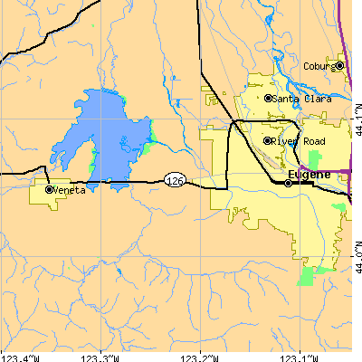 Zip code 97402 close-up map