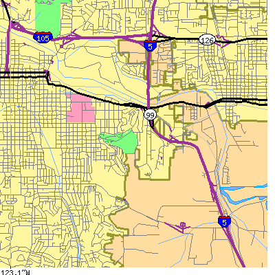 Zip code 97403 close-up map