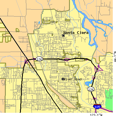 Zip code 97404 close-up map