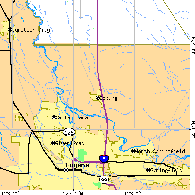 Zip code 97408 close-up map