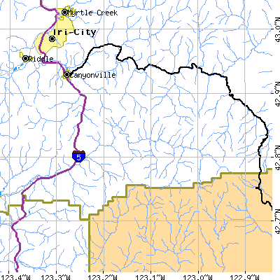 Zip code 97410 close-up map