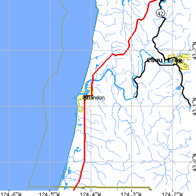 Zip code 97411 close-up map