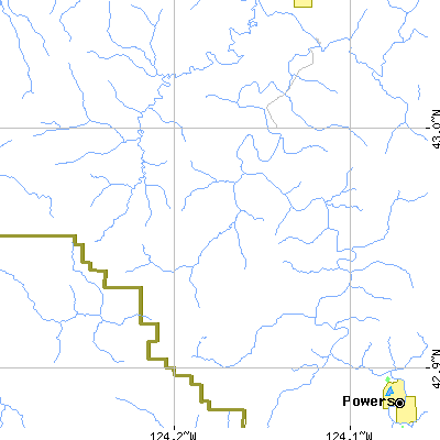 Zip code 97414 close-up map