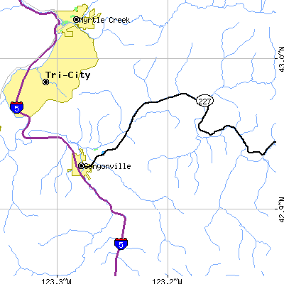 Zip code 97417 close-up map