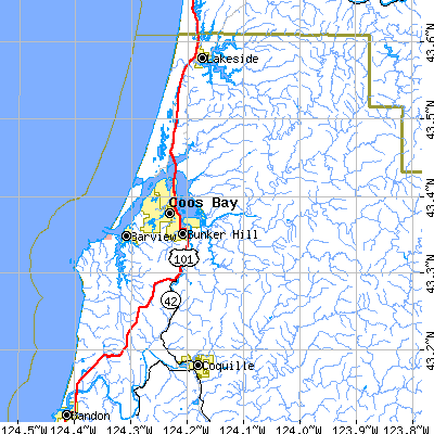 Zip code 97420 close-up map