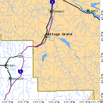 Zip code 97424 close-up map