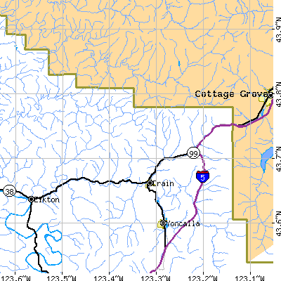 Zip code 97435 close-up map