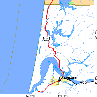 Zip code 97441 close-up map