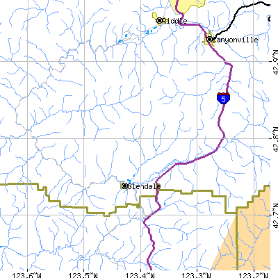 Zip code 97442 close-up map