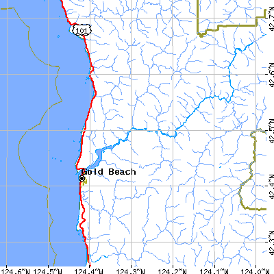 Zip code 97444 close-up map