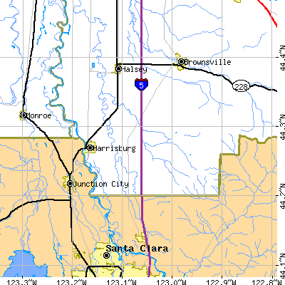 Zip code 97446 close-up map