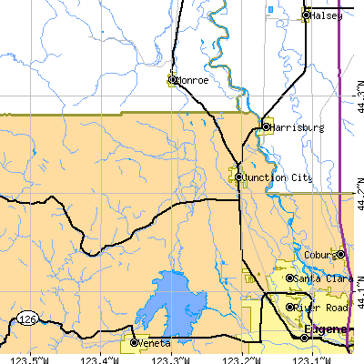 Zip code 97448 close-up map