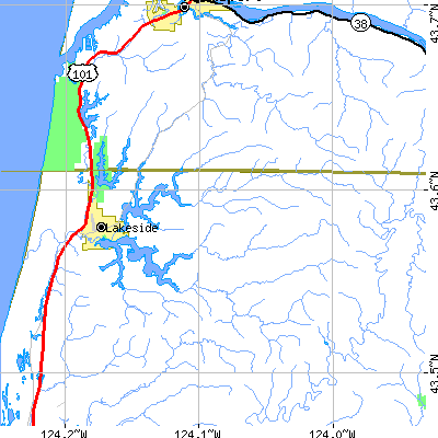 Zip code 97449 close-up map