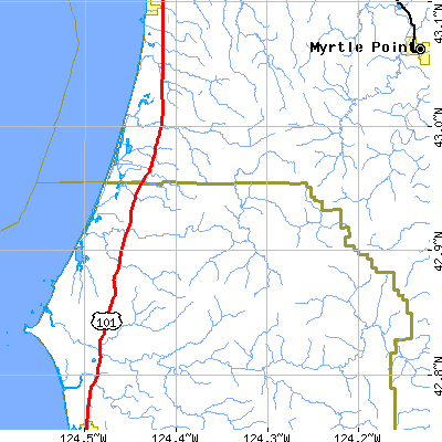 Zip code 97450 close-up map