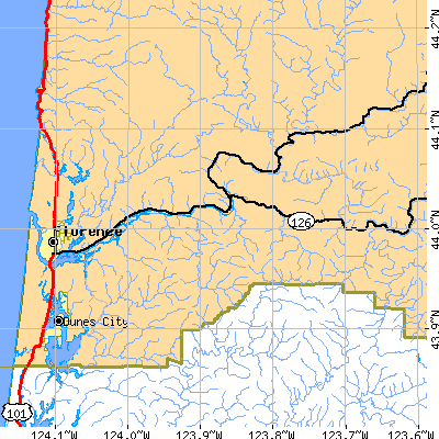 Zip code 97453 close-up map