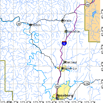 Zip code 97462 close-up map