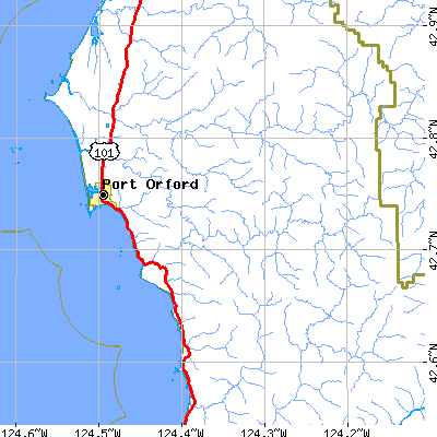 Zip code 97465 close-up map