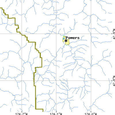 Zip code 97466 close-up map